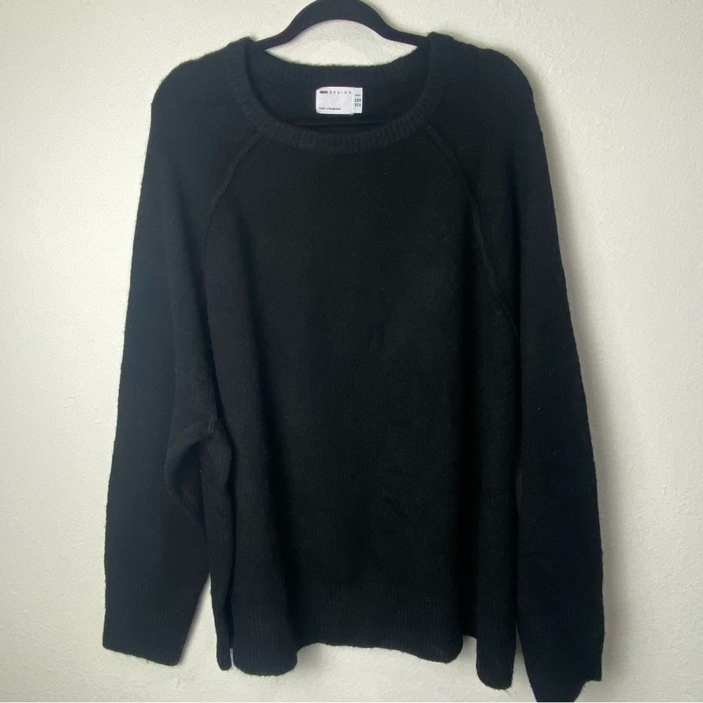 Asos Design Pullover Sweater Womens‎ US 20 Black Long Sleeve Crew Neck Knitted